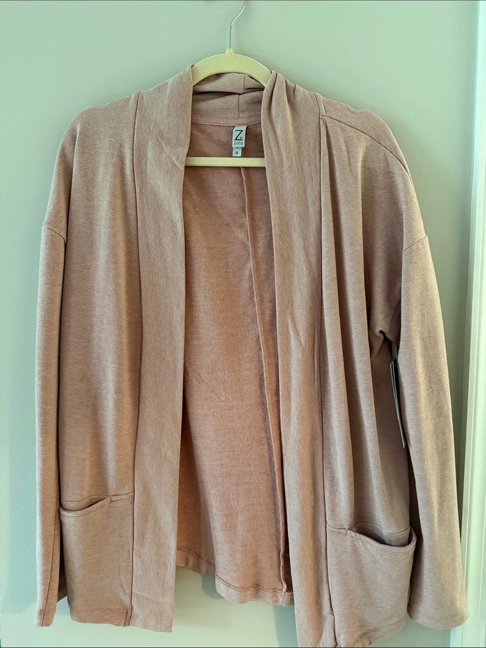 Zella Open-Front Cardigan in Dusty Rose